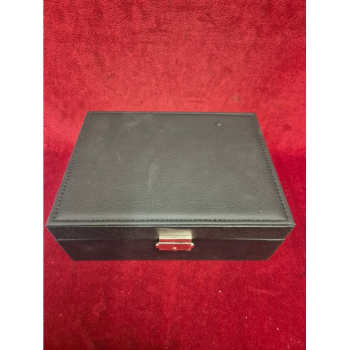 49 - Black jewellery box with contents