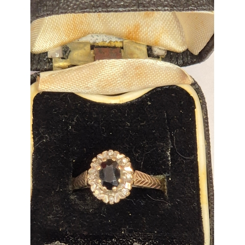10 - 9ct gold diamond and sapphire ring size k weight 1.87g