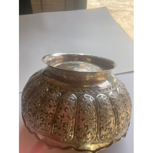 26 - White metal  Repousse bowl, marked 800 silver, 260g