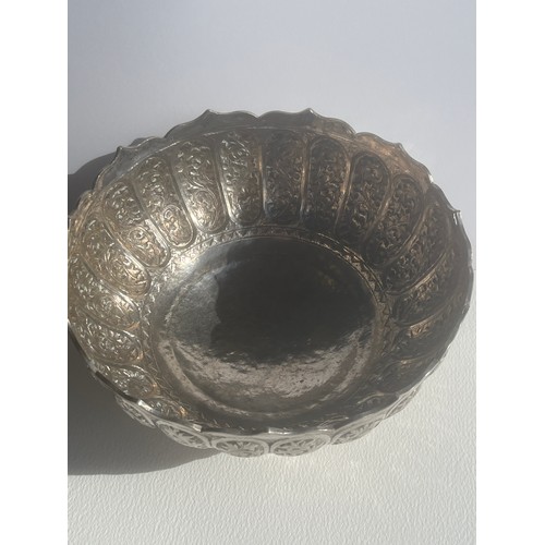 26 - White metal  Repousse bowl, marked 800 silver, 260g