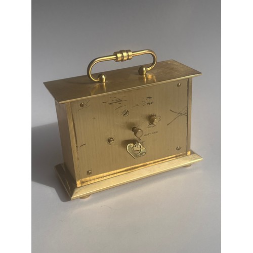 25 - Swiza Brass 8 day carriage clock and alarm working order when lotted