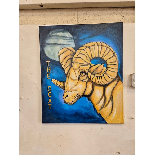148 - Original acrylic painting of 'The Goat' by Kulczak 24