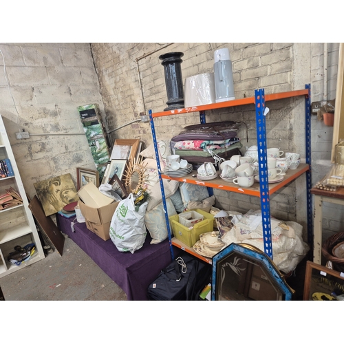 182 - Very large mixed lot to include lightbulbs, china, cushions, pictures, mirrors (enough to fill a sma... 