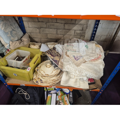 182 - Very large mixed lot to include lightbulbs, china, cushions, pictures, mirrors (enough to fill a sma... 