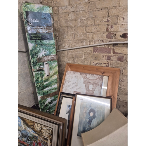 182 - Very large mixed lot to include lightbulbs, china, cushions, pictures, mirrors (enough to fill a sma... 