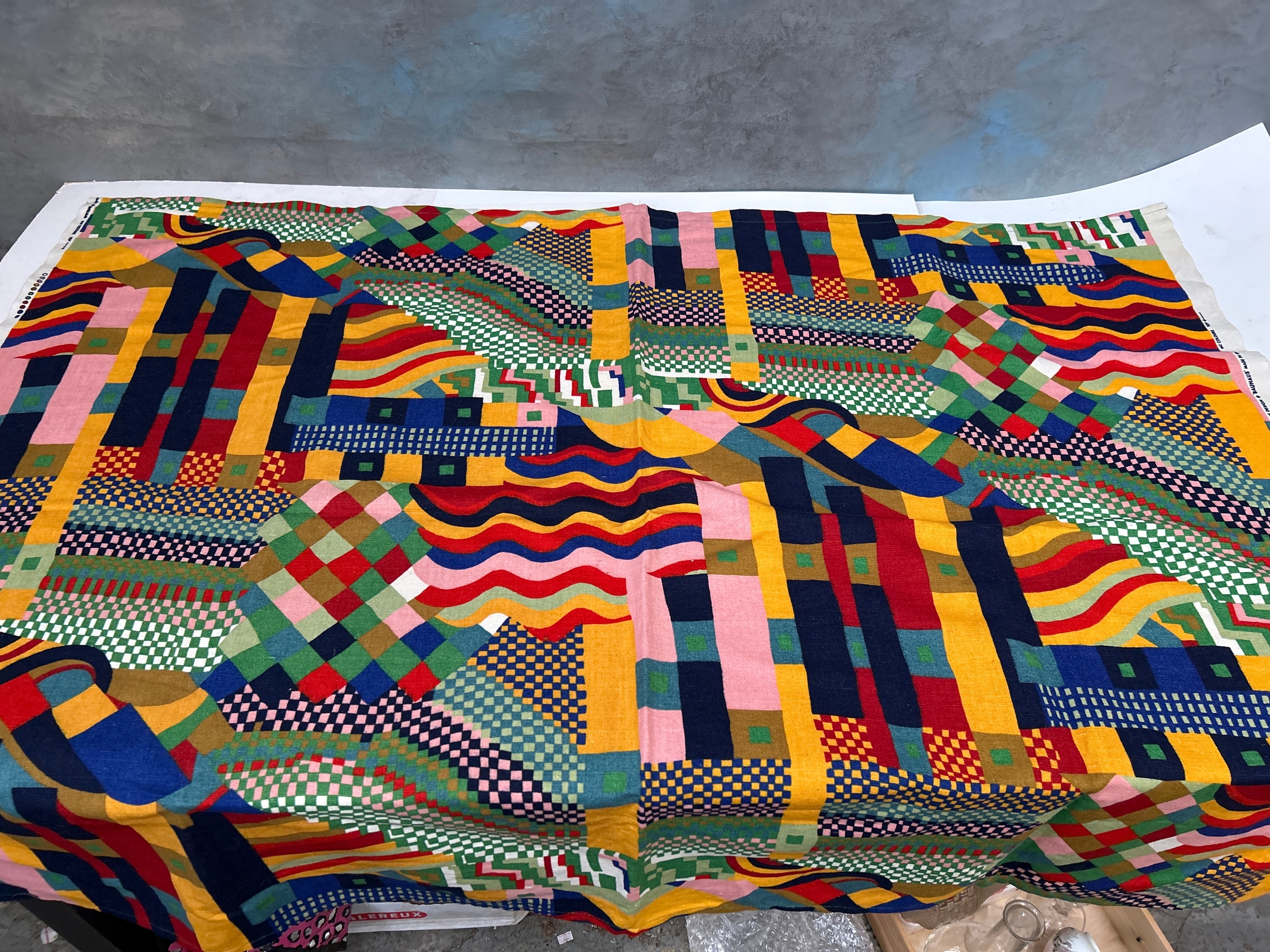A piece of Liberty of London linen fabric “Bauhaus” design 1969 - 1972 ...