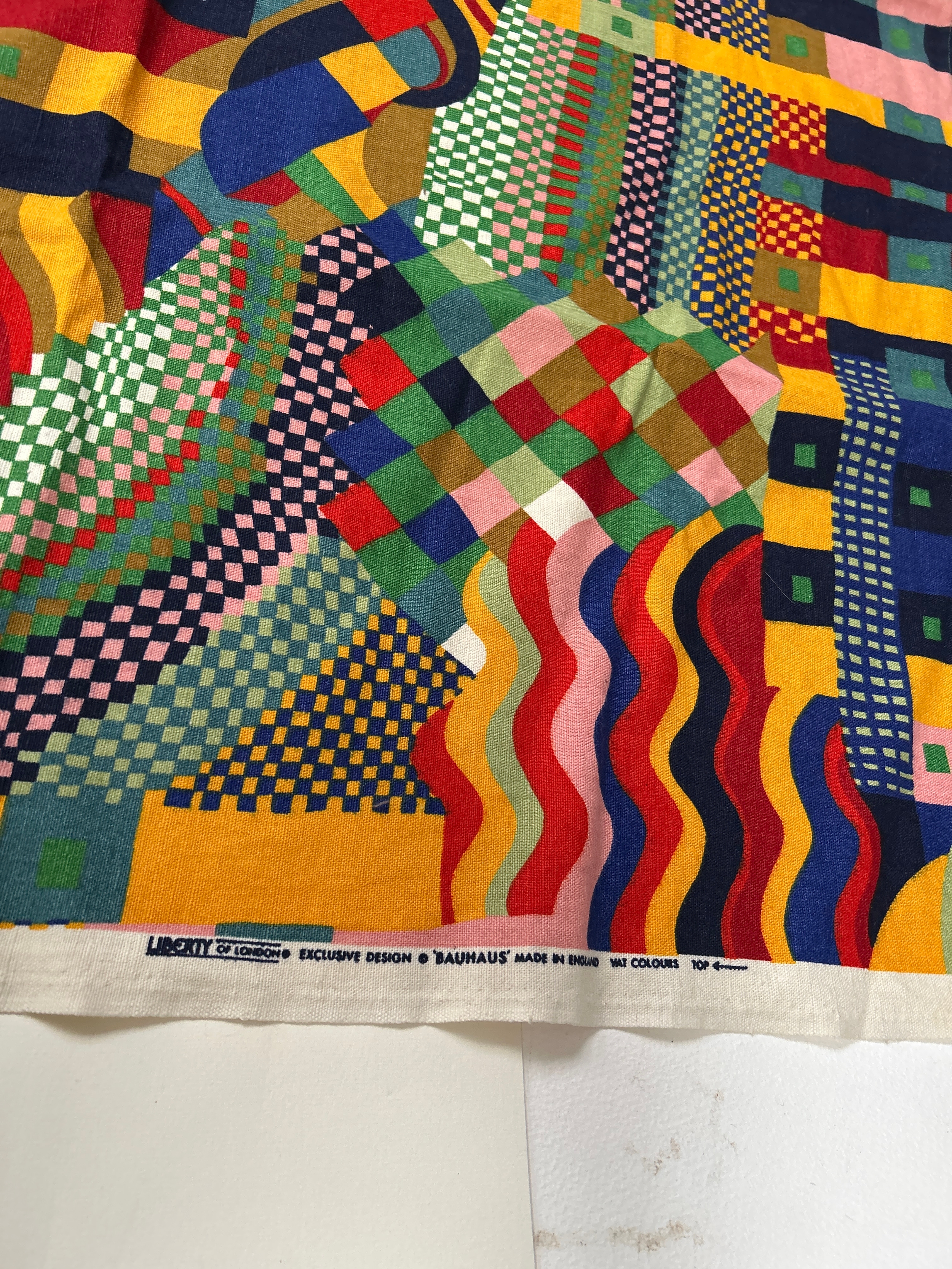 A piece of Liberty of London linen fabric “Bauhaus” design 1969 - 1972 ...