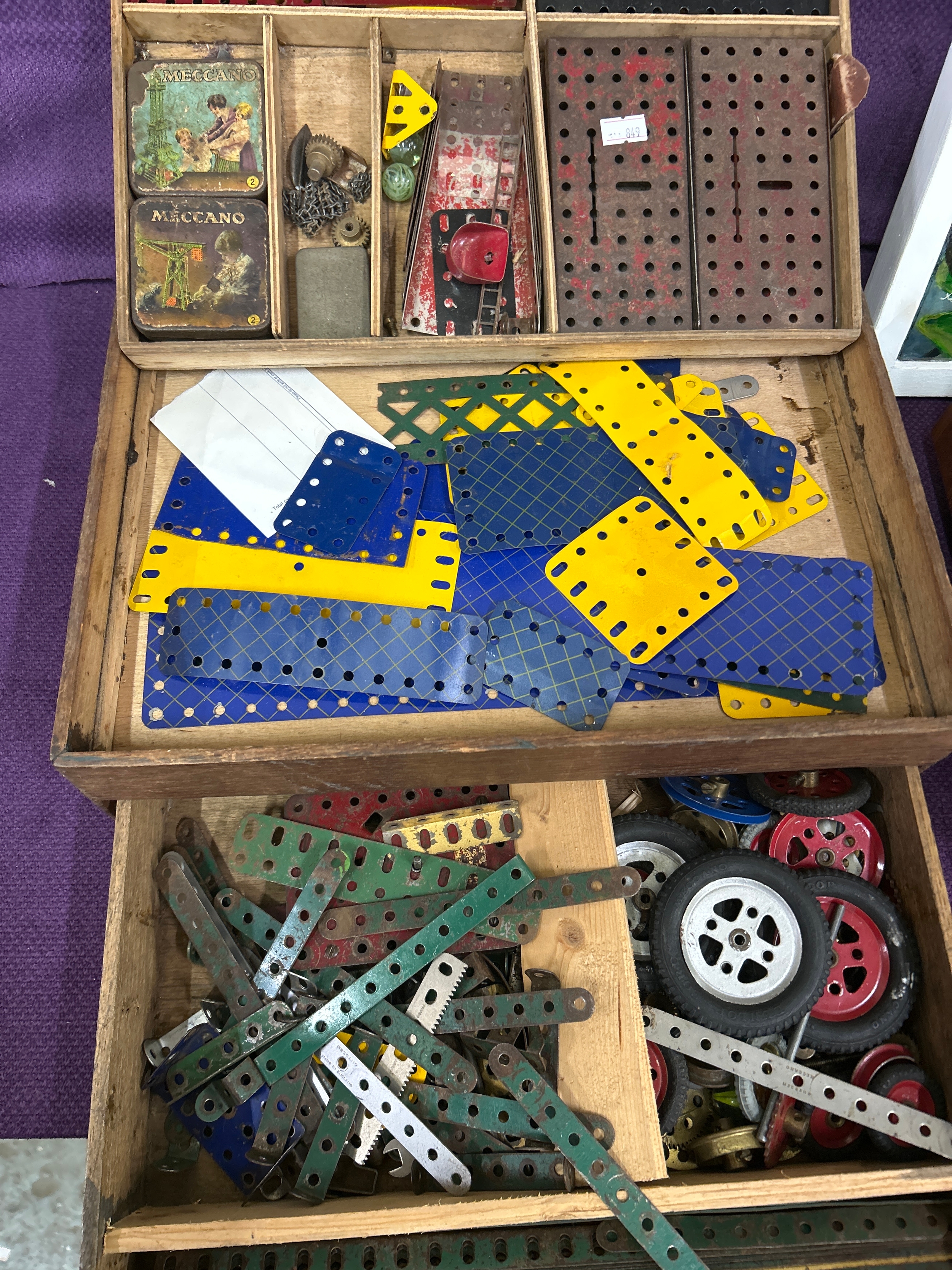 Early 20th Century Meccano set including two small tins with small ...