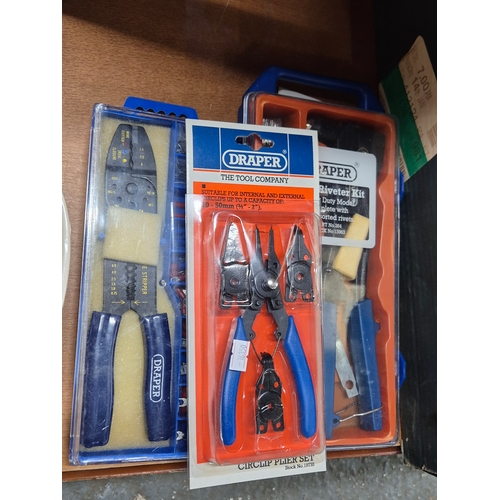 3 Draper tools hand riveter kit, wire strippers and plier set