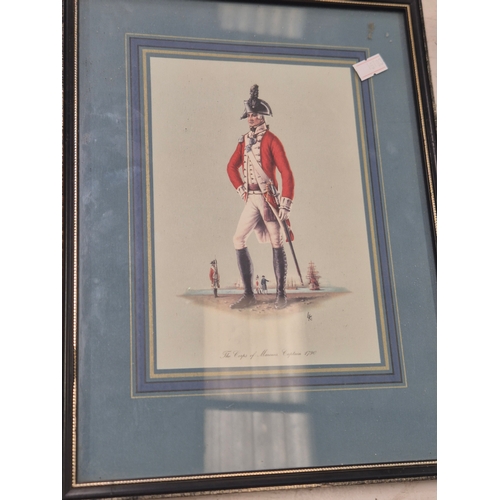 244 - 2 framed prints of British Uniform Dress 1743 and 1790