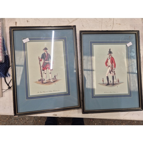 244 - 2 framed prints of British Uniform Dress 1743 and 1790