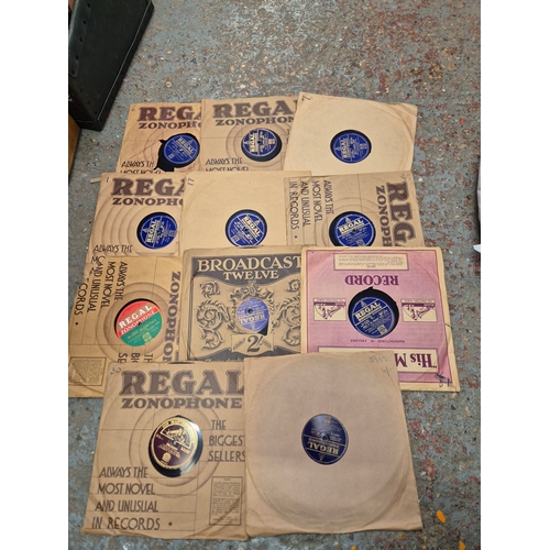 270 - Vintage record case with contents of LP's and 78's