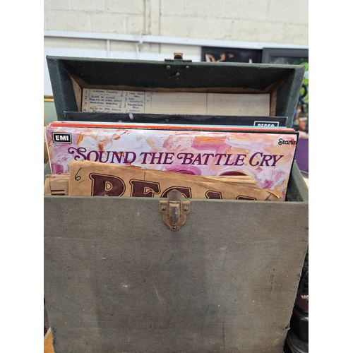270 - Vintage record case with contents of LP's and 78's