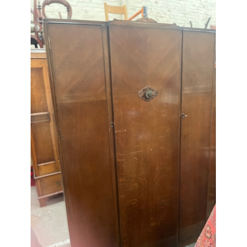 317 - Art Deco style burr walnut piece, likely dating from the 1920s or 1930s. With key