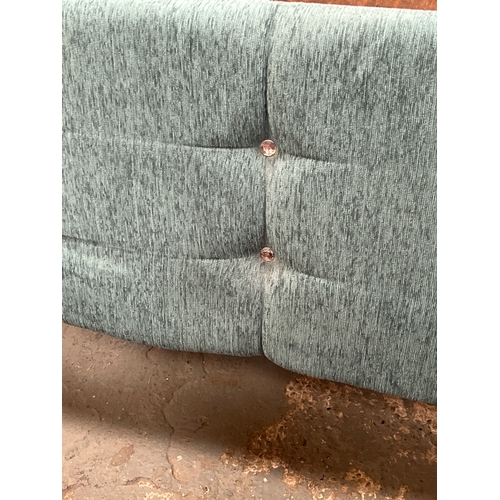 319 - Double bed headboard in Blue with large diamanté buttons