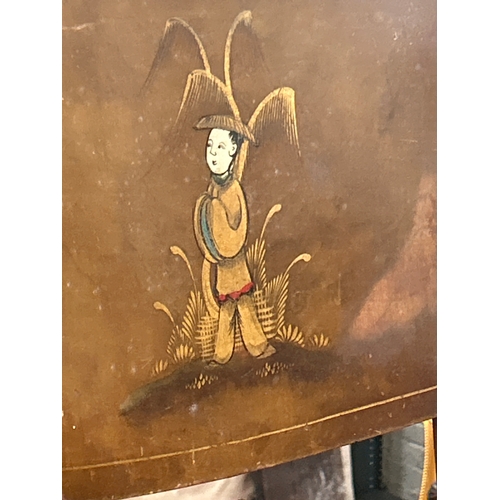 326 - Set of four 1920’s dining chairs - the unusual bentwood backs hand decorated with chinoiserie figure... 