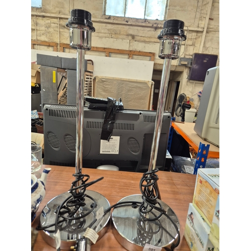 351 - Pair of good quality tall chrome table lamps