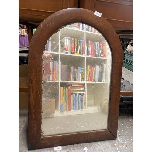 361 - Vintage Oak-framed Arch Wall Mirror