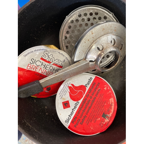 365 - Vintage Fondue Sets, Red enamel one by STAUB-France. Everyone loves a cheese fondue!!