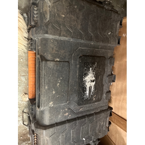 370 - Large tool box with interesting contents including oil lamp parts