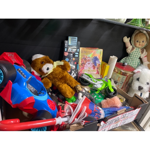 378 - Shelf full of good toys. Hasbro-Marvel Spiderman car, Marvel Superhero Adventure Hulk motorbike, Kee... 