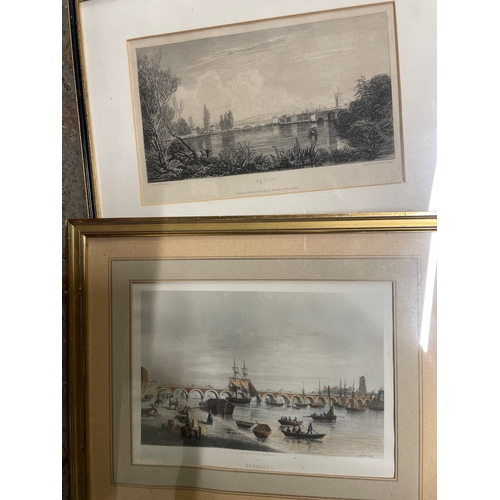 384 - 6 x framed pictures. Includes ‘Sailing from the Needles’ Isle of Wight, Henley bridge, Bordeaux.