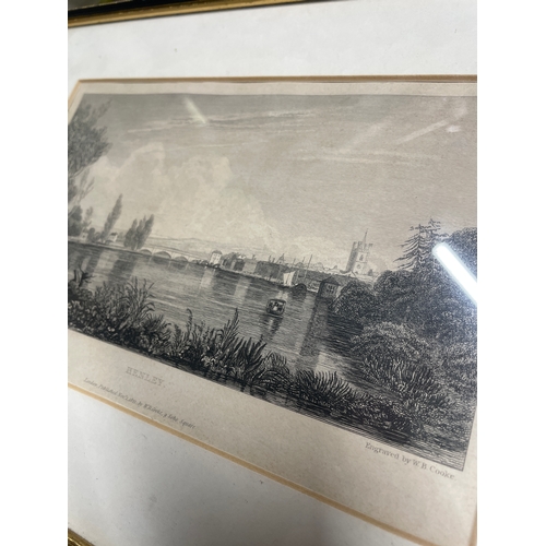 384 - 6 x framed pictures. Includes ‘Sailing from the Needles’ Isle of Wight, Henley bridge, Bordeaux.