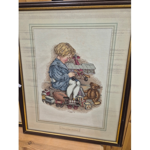 397 - 2 tapestry pictures of children playing by R Connolly