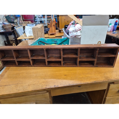 439 - Dark brown wooden sectional shelf