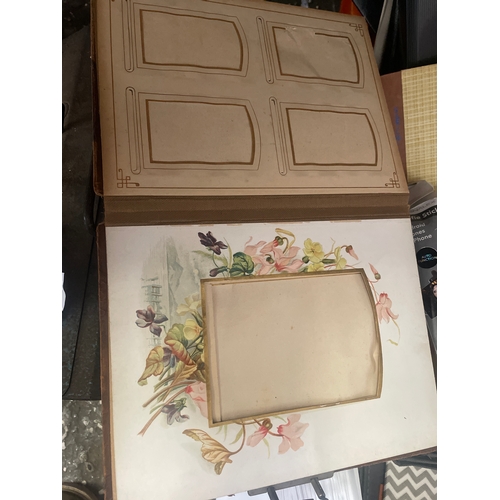 254 - Mixed lot includes collapsible storage pouches, envelopes, antique photo album, tea tray, folders, s... 
