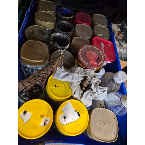 349 - 3 large trays of DIY and tools, & approx 20 coffee jars of screws, cable clips, nails etc etc  (... 