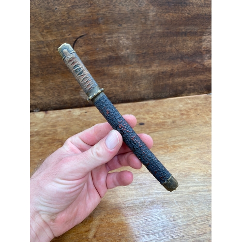 66 - Antique Japanese scale miniature samurai sword/katana with scabbard. Approx 7&rdquo; long.