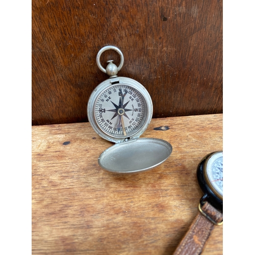 62 - WWII U.S military Wittnauer pocket compass,featuring a hunter-style nickel-plated case with a push-b... 