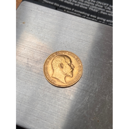 26 - 1910 Edward VII 22ct Gold Half Sovereign. Struck by the Royal Mint, in the final year of King Edward... 