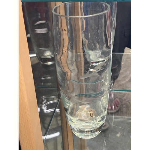 4 - 20th century glass vase beautifully etched with a design of fish, likely Swedish, in the style of Or... 