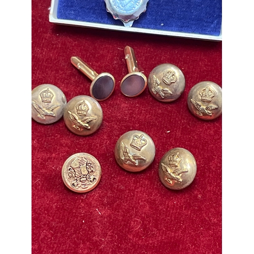 14 - SOS Pendant and some military buttons and a pair of cufflinks