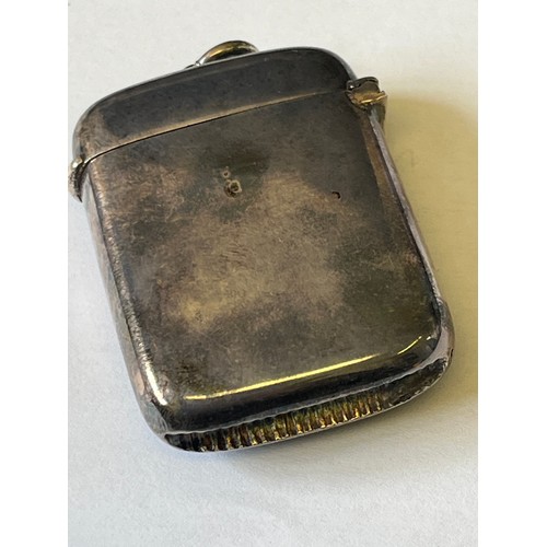 10 - Antique Scottish Vesta case made of  silver plate and inlaid with agate hardstones in the shape of a... 