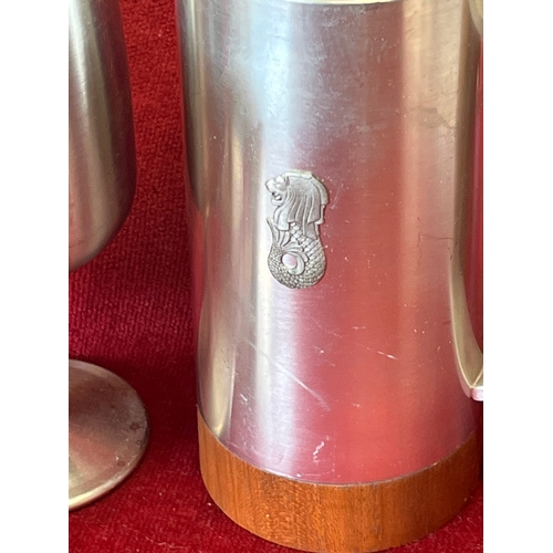 18 - 4 x Winton Stainless steel wine goblets unused and a Selwin Pewter mug