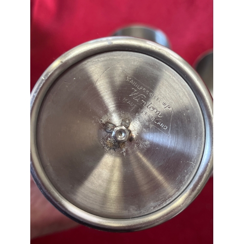 18 - 4 x Winton Stainless steel wine goblets unused and a Selwin Pewter mug
