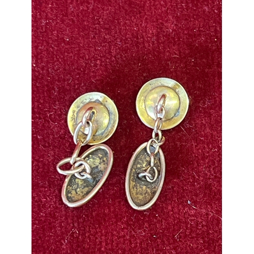 30 - &ldquo;stylish pair of vintage cufflinks set with turquoise cabochons, hammered finish, likely gold ... 
