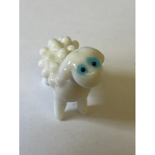 19 - Vintage hand blown miniature opaque sheep and cow
