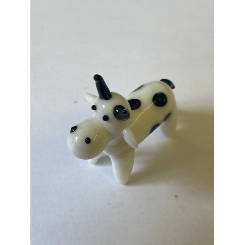 19 - Vintage hand blown miniature opaque sheep and cow