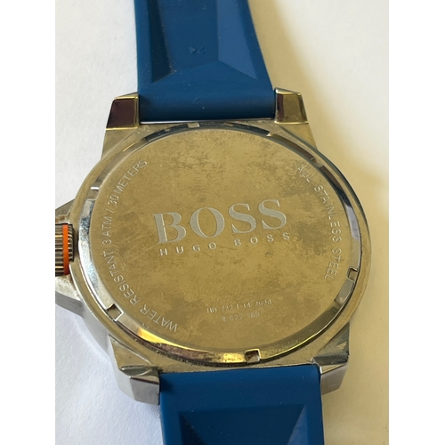 8 - BOSS Orange Men's 'NEW YORK' Quartz Stainless Steel and Silicone Casual Watch, Colour Blue