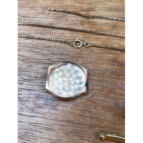 32 - 9.44g of scrap 9ct gold, including a couple of necklaces, Dennison watch back, section of fob chain ... 