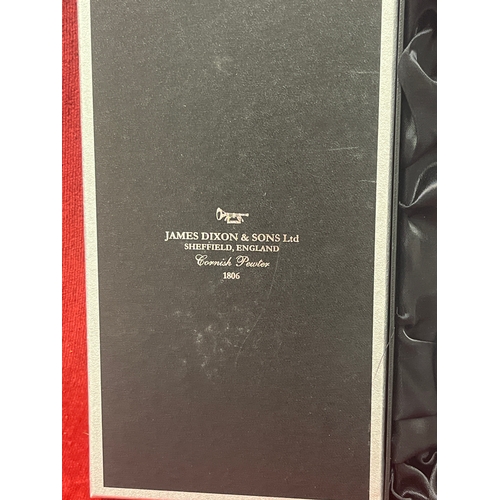 35 - Cornish Pewter James Dixon & Sons Ltd drinking flask/powder flask new in box. Embossed with reli... 
