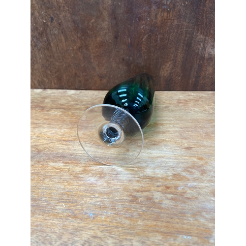 39 - Vintage Empoli Emerald Green glass pedestal vase.