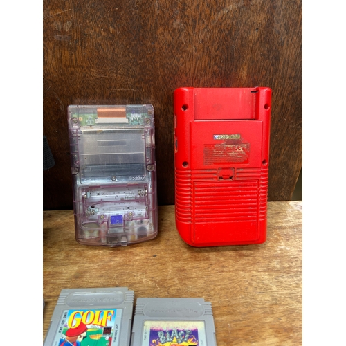 42 - Nintendo Game Boy lot, including Game Boy Classic Red, Game Boy Colour, a soft case and 6 games - Po... 