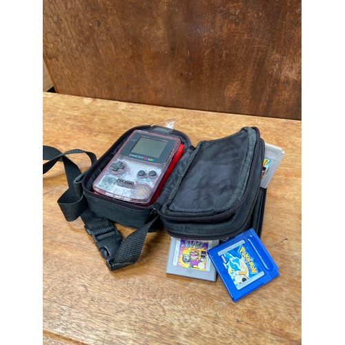 42 - Nintendo Game Boy lot, including Game Boy Classic Red, Game Boy Colour, a soft case and 6 games - Po... 