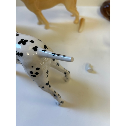 12 - Group of four ceramic dogs & fox to include Beswick dalmation (chip to tail, repair to leg), Syl... 
