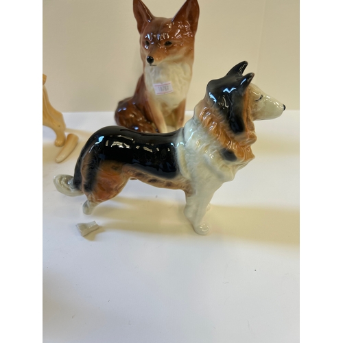 12 - Group of four ceramic dogs & fox to include Beswick dalmation (chip to tail, repair to leg), Syl... 
